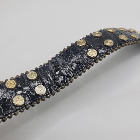 Vintage Black Leather Belt Small Studded Edgy Punk Goth Rock Boho 90s Shiny main image 6